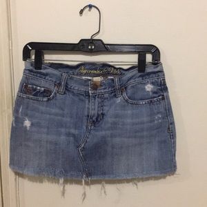Abercrombie and Fitch vintage frayed denim skirt.